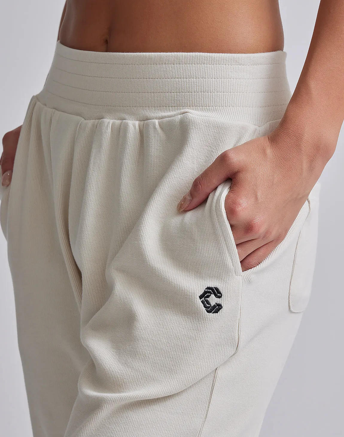 CRONOS WOMEN RELAXING JOGGER PANTS【WHITE】
