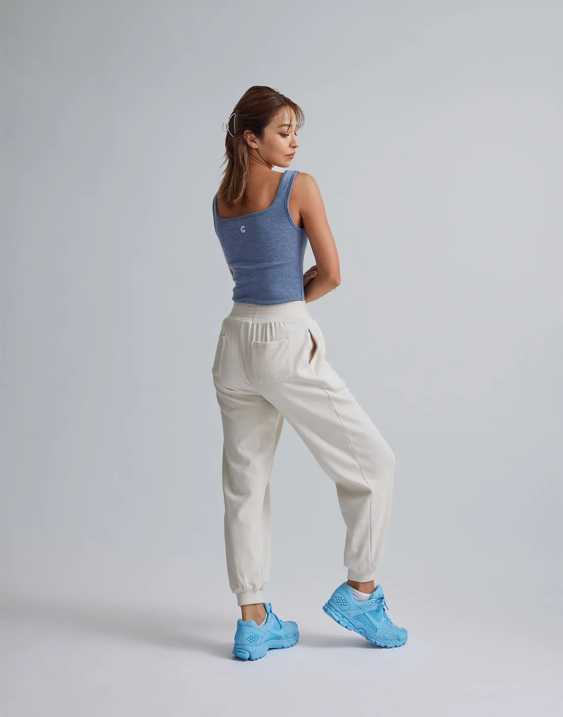 CRONOS WOMEN RELAXING JOGGER PANTS【WHITE】
