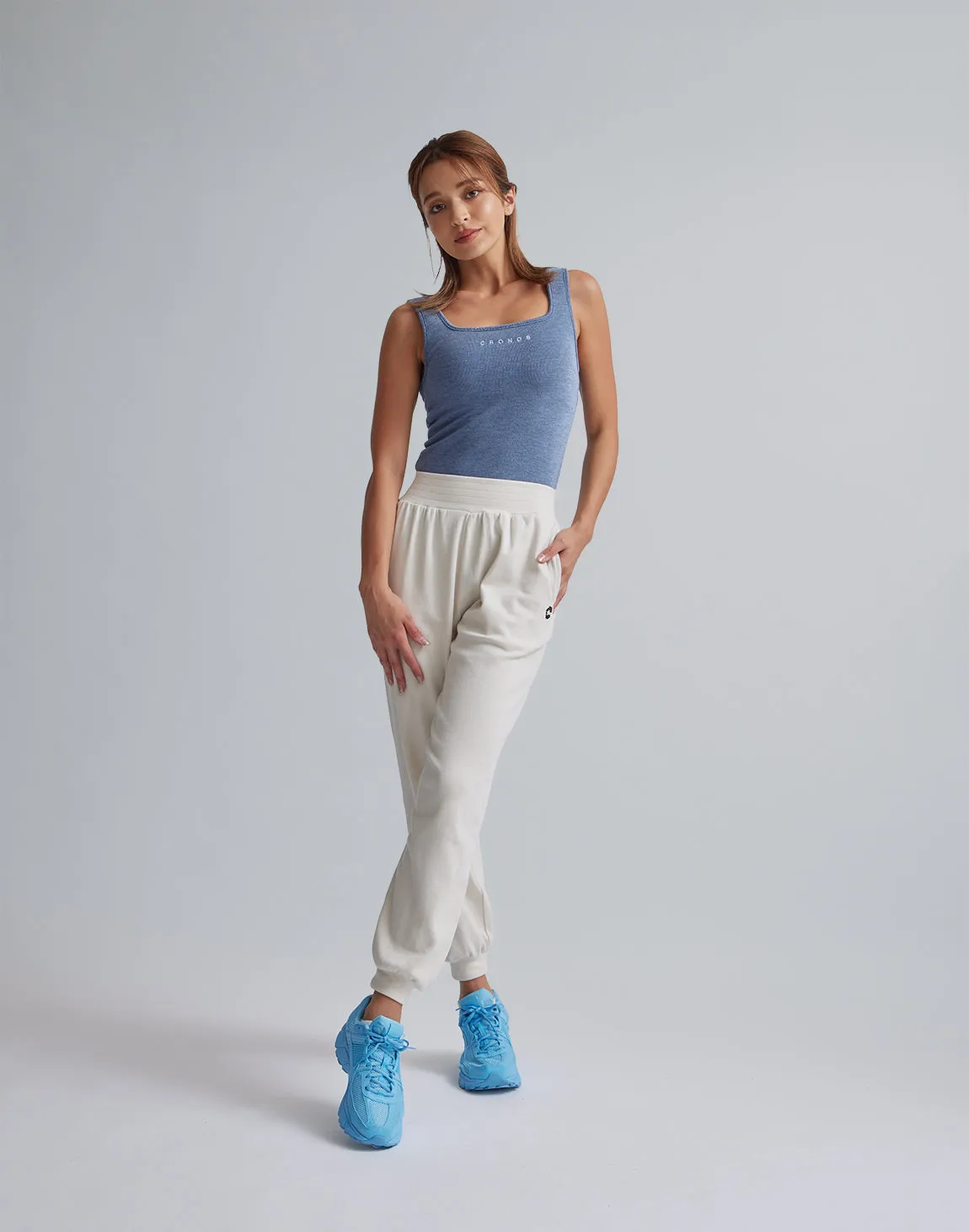 CRONOS WOMEN RELAXING JOGGER PANTS【WHITE】