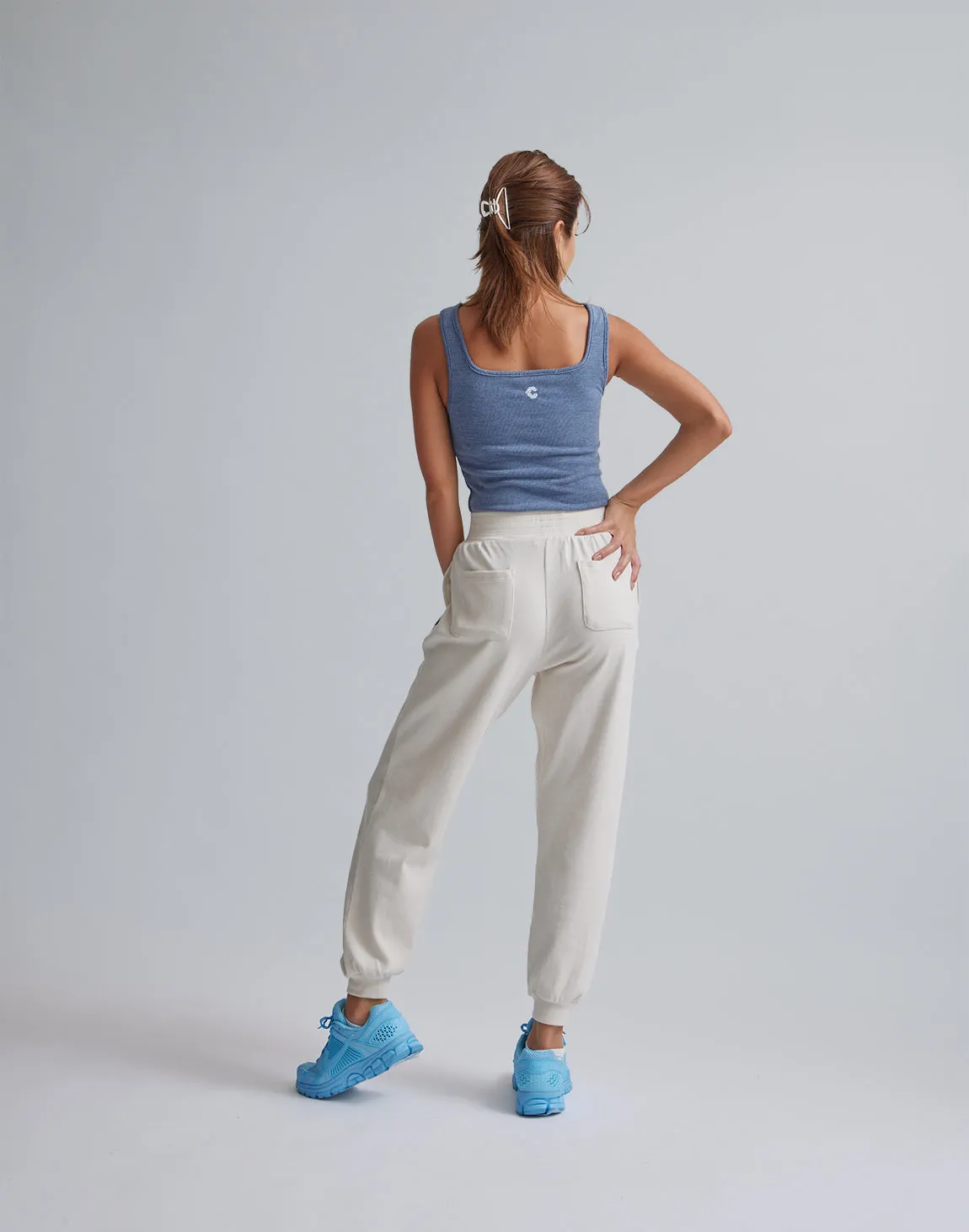 CRONOS WOMEN RELAXING JOGGER PANTS【WHITE】
