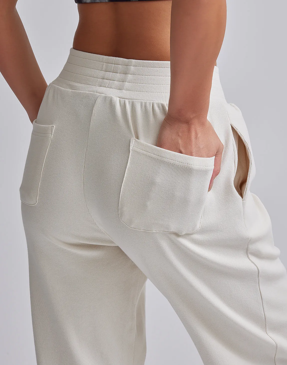 CRONOS WOMEN RELAXING JOGGER PANTS【WHITE】