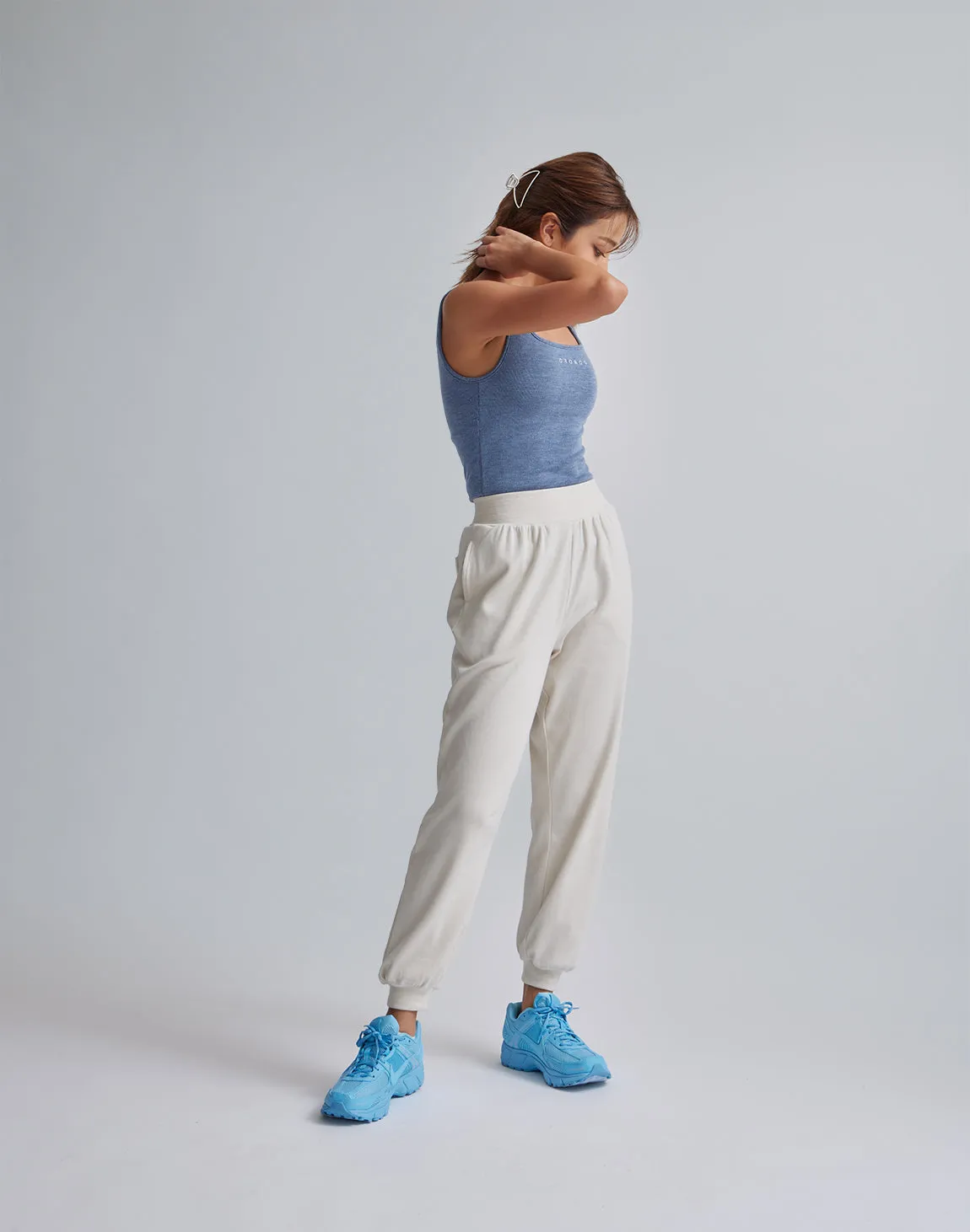 CRONOS WOMEN RELAXING JOGGER PANTS【WHITE】