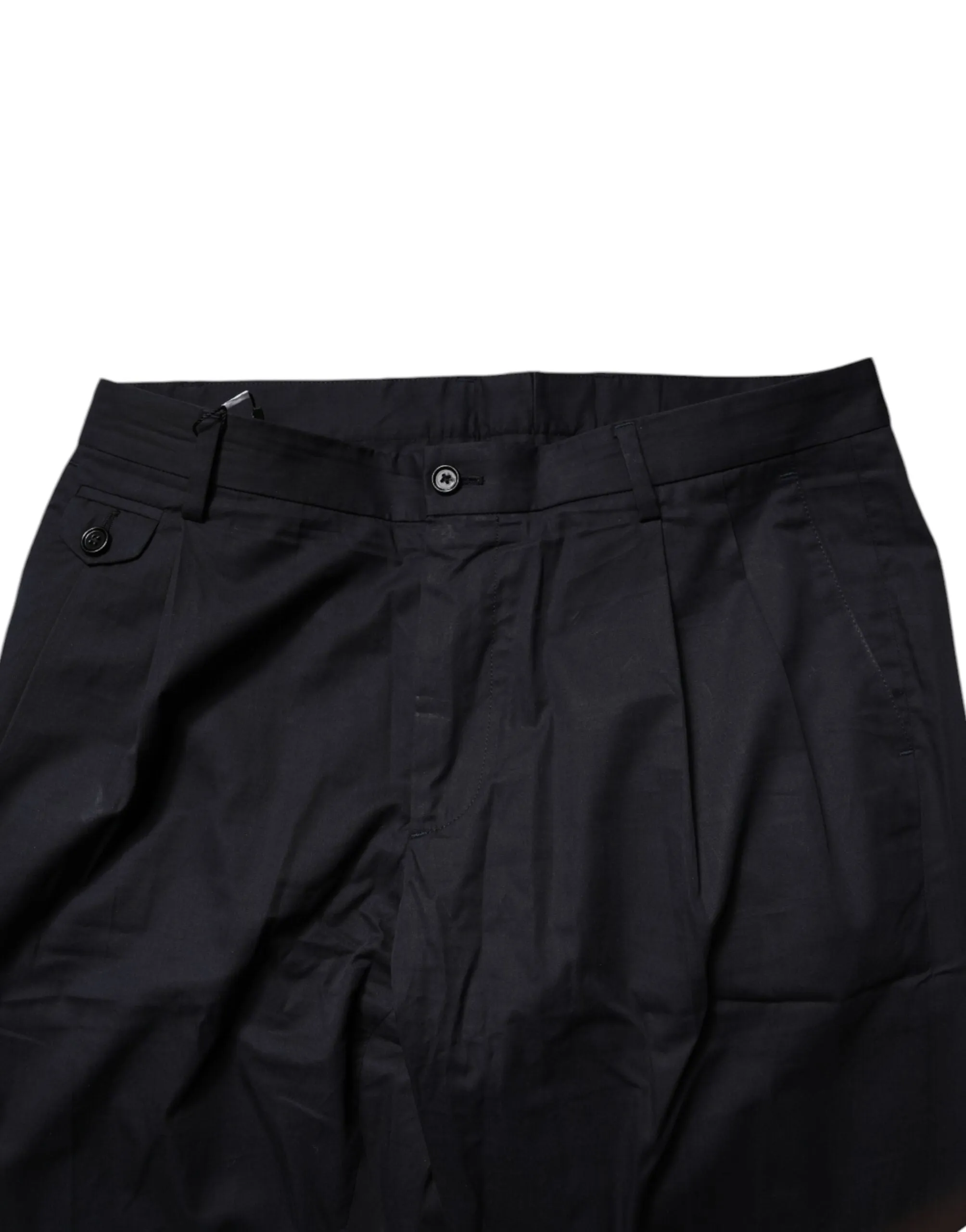 Dolce & Gabbana Dark Blue Cotton Tapered Formal Pants