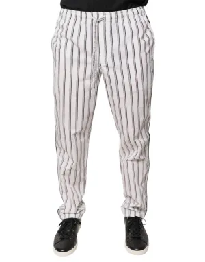 Dolce & Gabbana White Stripes Cotton Skinny Dress Pants