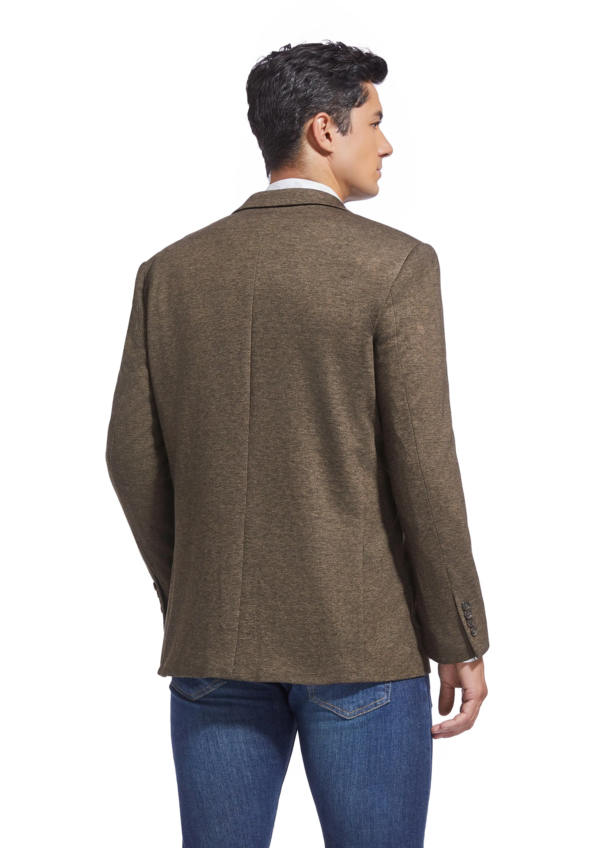 Duchamp London Brown Solid Stretch Sport Coat