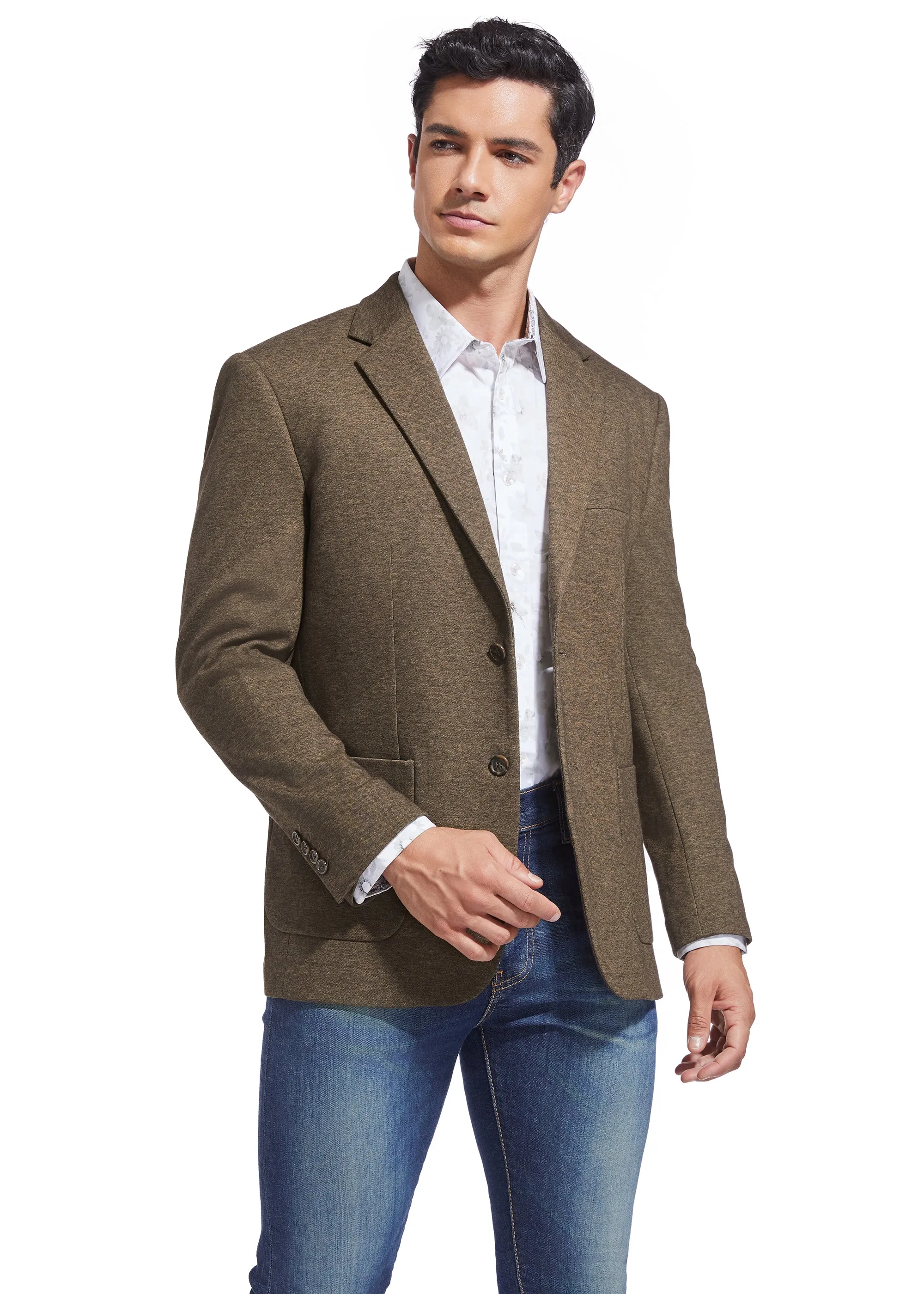 Duchamp London Brown Solid Stretch Sport Coat