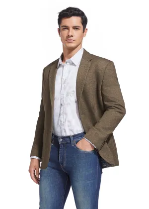 Duchamp London Brown Solid Stretch Sport Coat