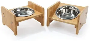 Elevated Bamboo Feeding Dish Set