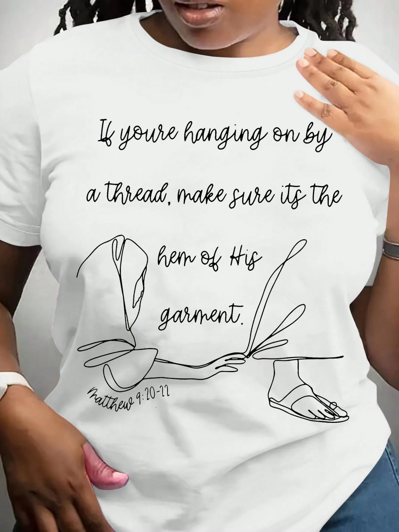 Faith Thread Quote Round Neck Graphic T-Shirt