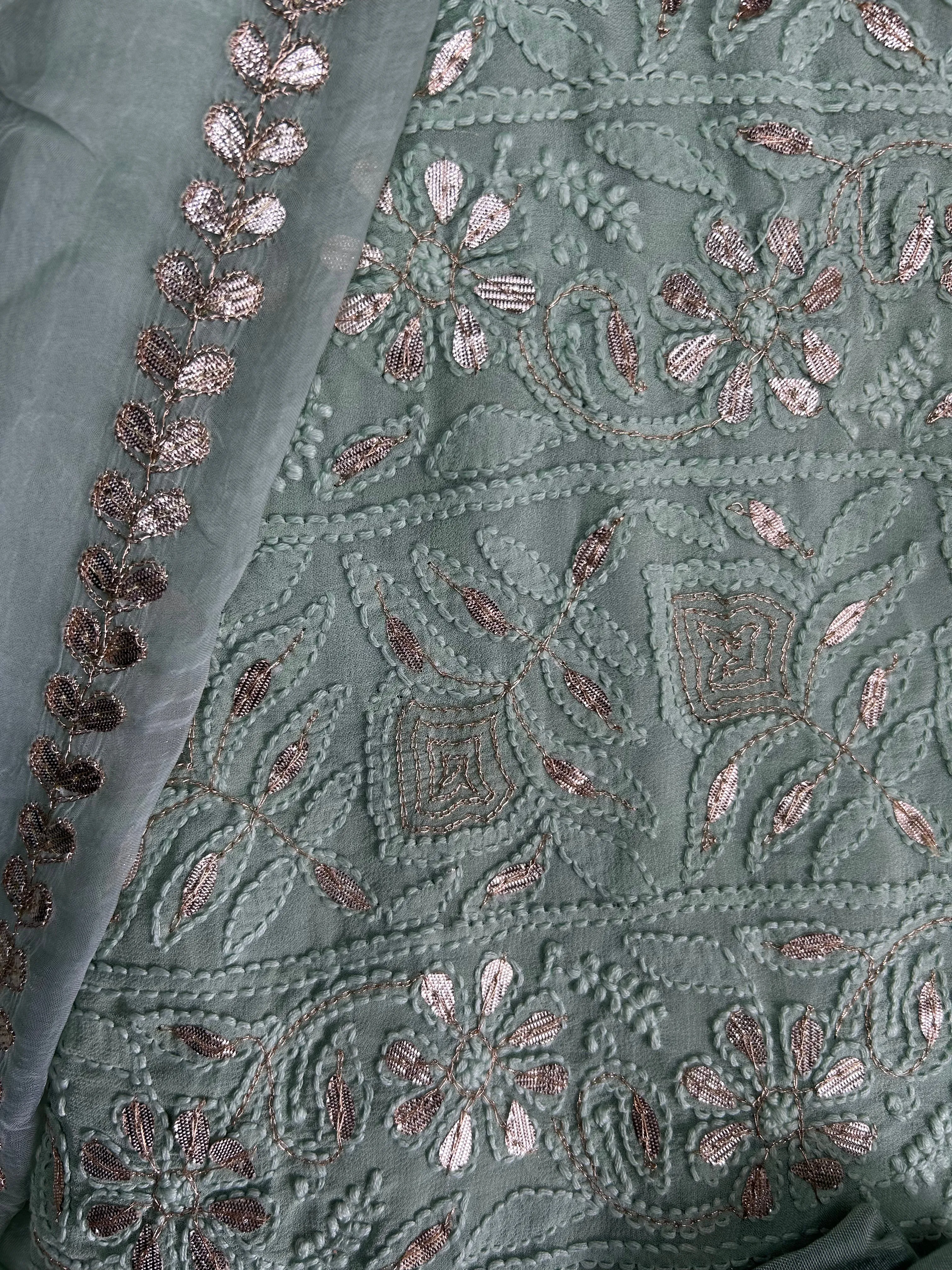 Fancy Chikankari Gota work Salwar kameez unstitched online in light green