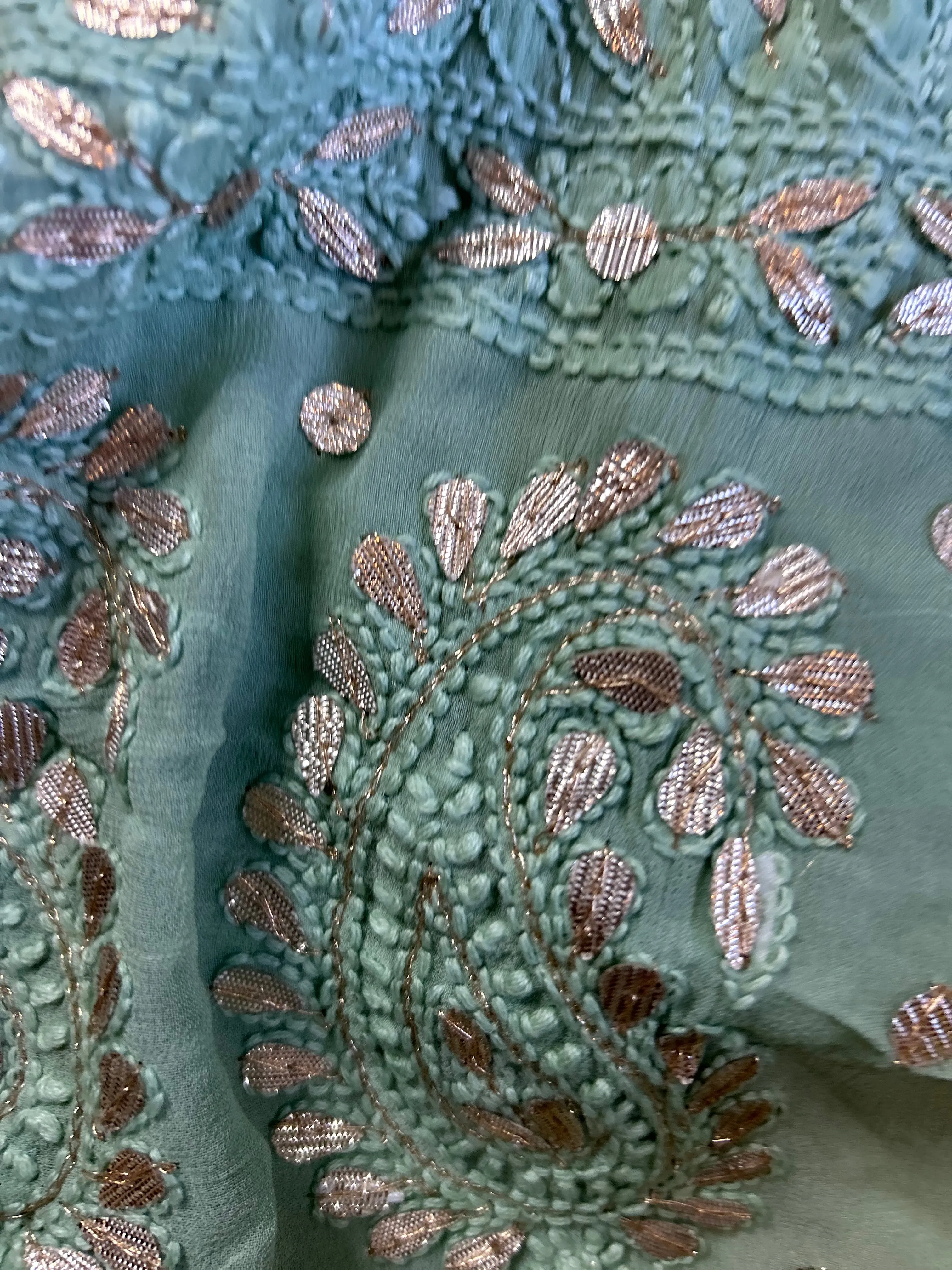 Fancy Chikankari Gota work Salwar kameez unstitched online in light green