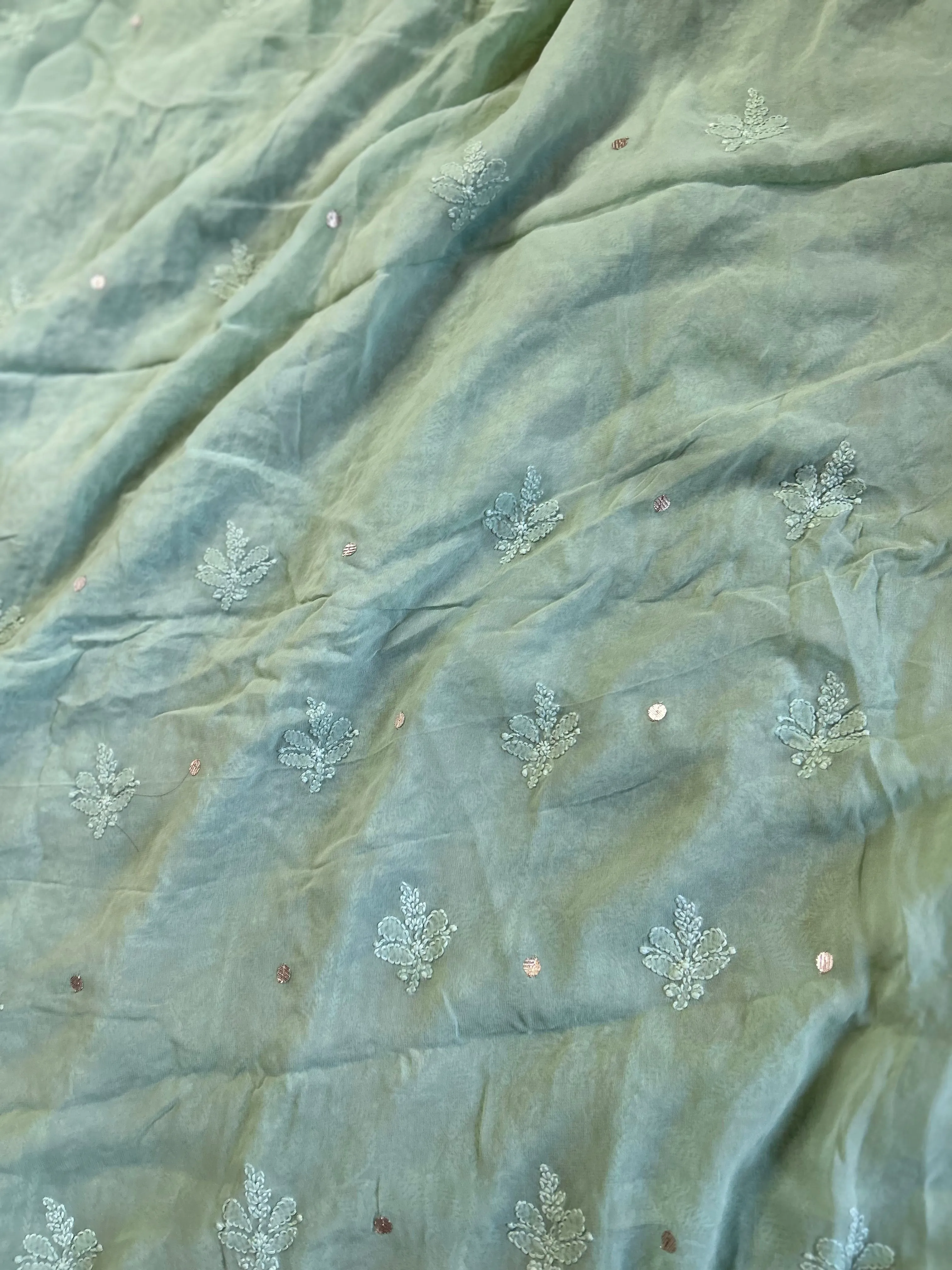 Fancy Chikankari Gota work Salwar kameez unstitched online in light green