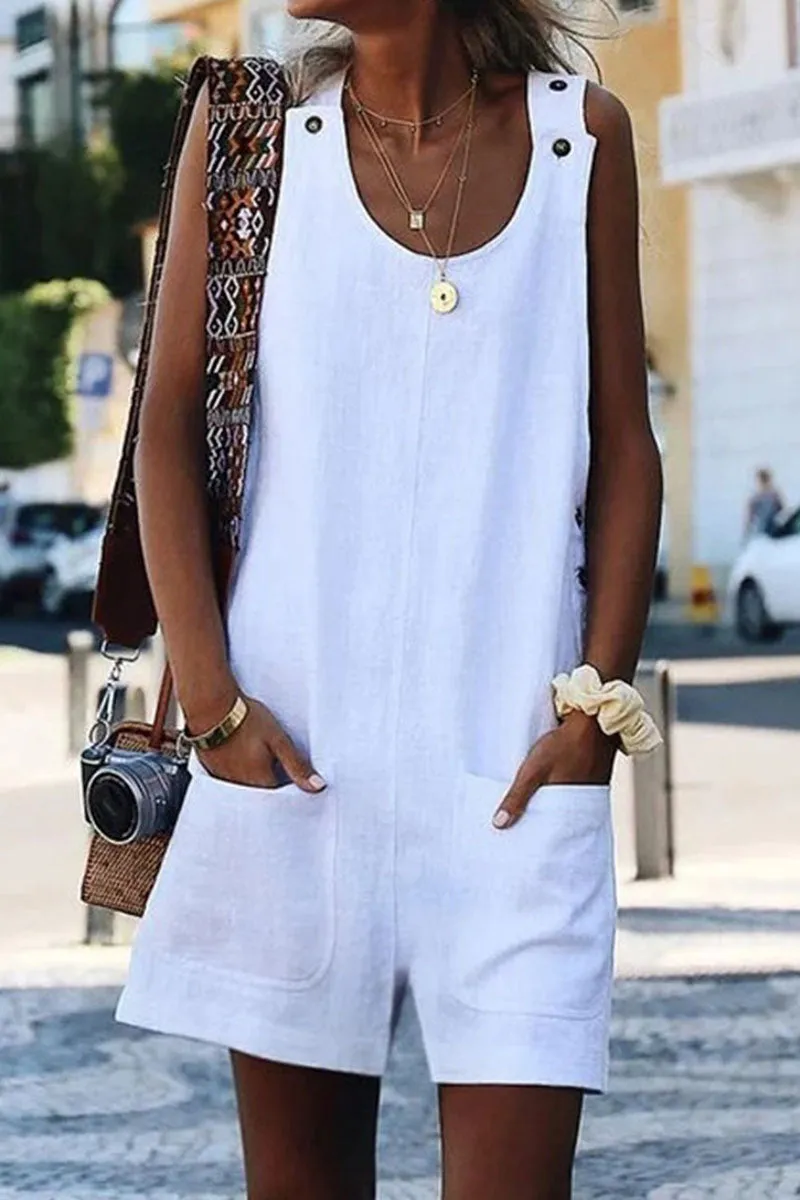 Fashion Casual Solid Patchwork O Neck Loose Jumpsuits(5 Colors)