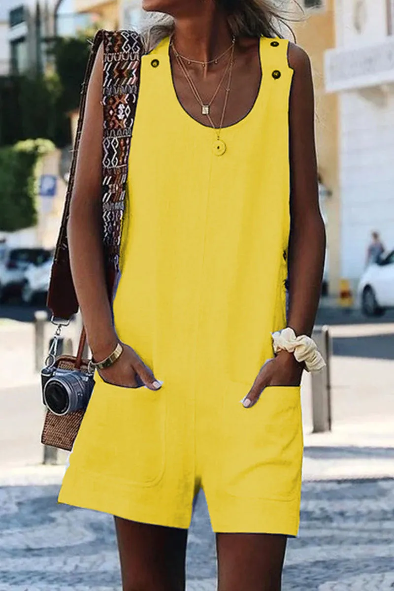 Fashion Casual Solid Patchwork O Neck Loose Jumpsuits(5 Colors)