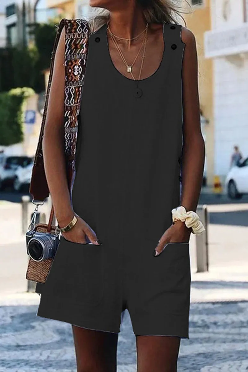 Fashion Casual Solid Patchwork O Neck Loose Jumpsuits(5 Colors)