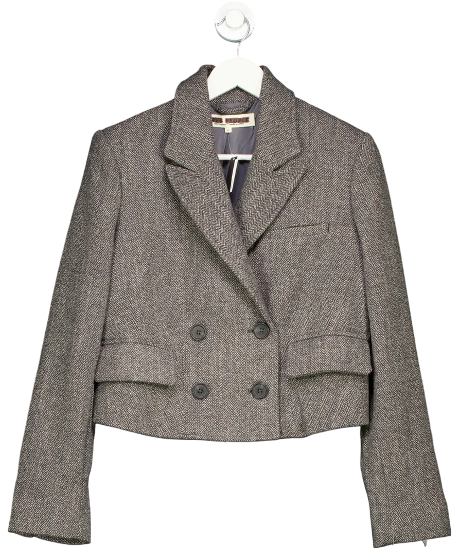 Free People Grey Tailored Heritage Blazer UK XS