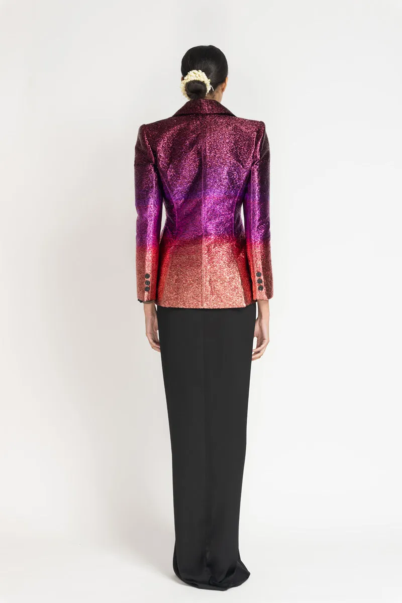 Fuchsia/Copper Ombre Lurex Double Breasted Blazer
