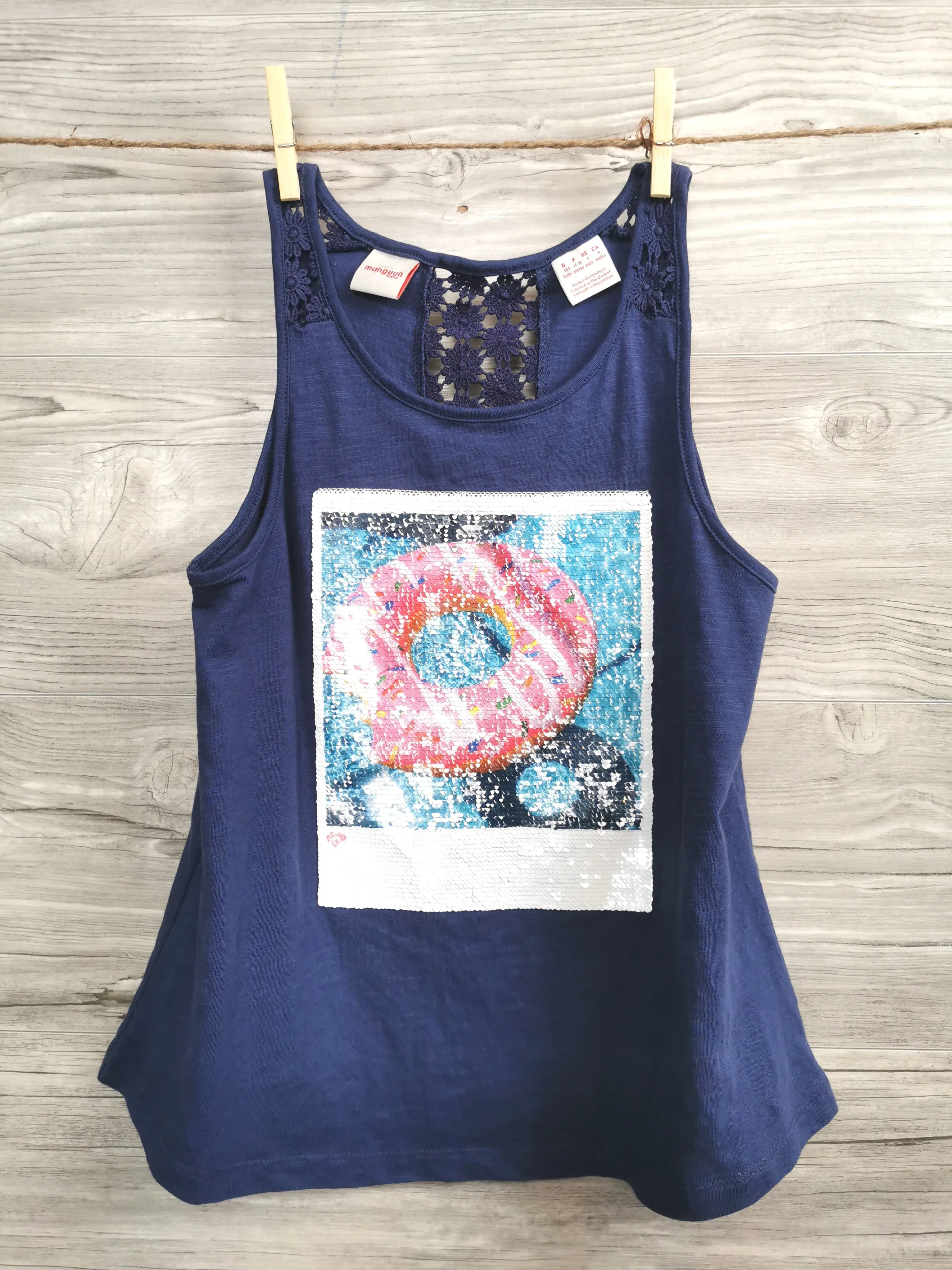 GIRL SIZE LARGE (11/12 YEARS) - MANGUUN Teens, Bohemian Beachy Style Tank Top EUC B32