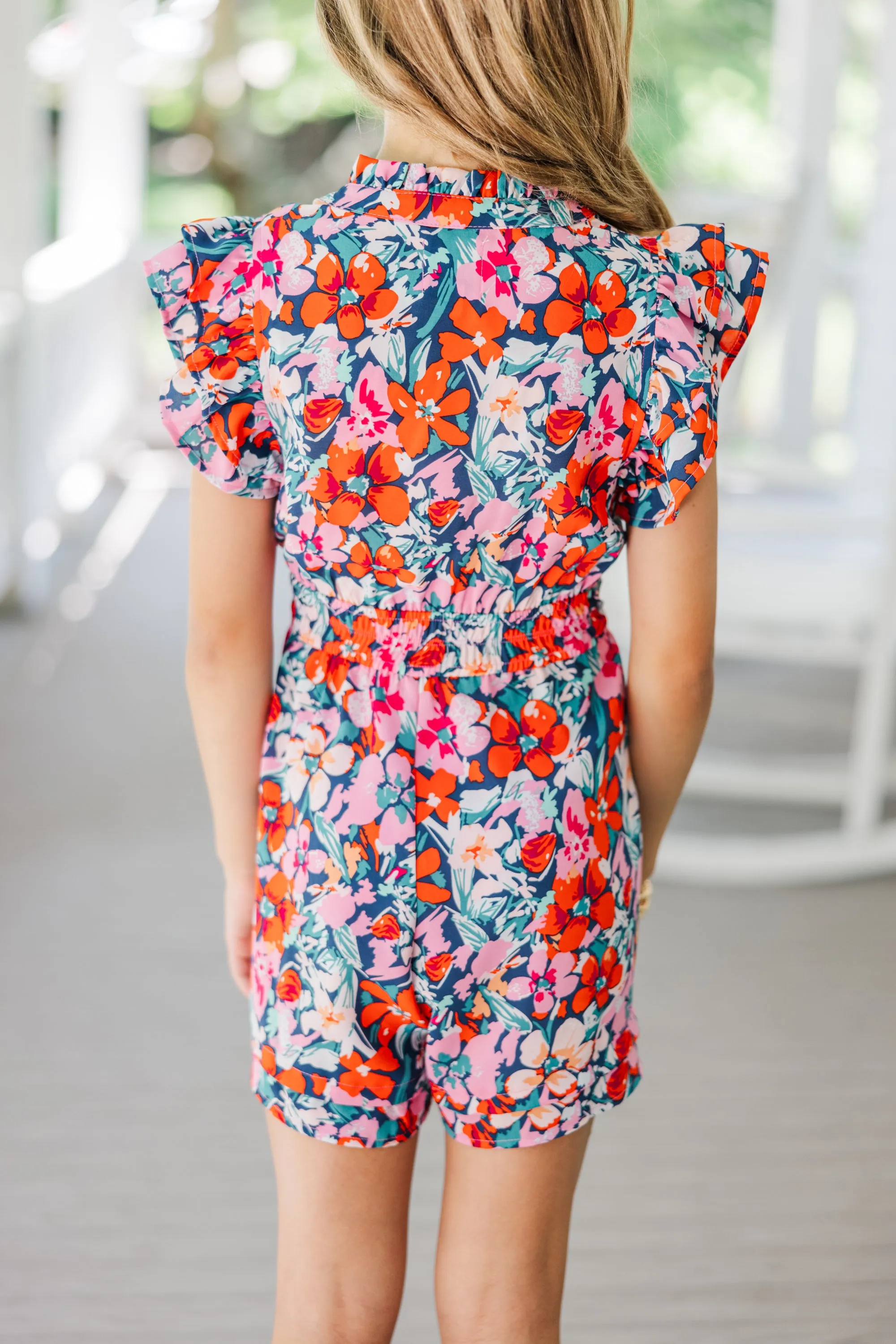 Girls: Wild Love Blue Floral Romper