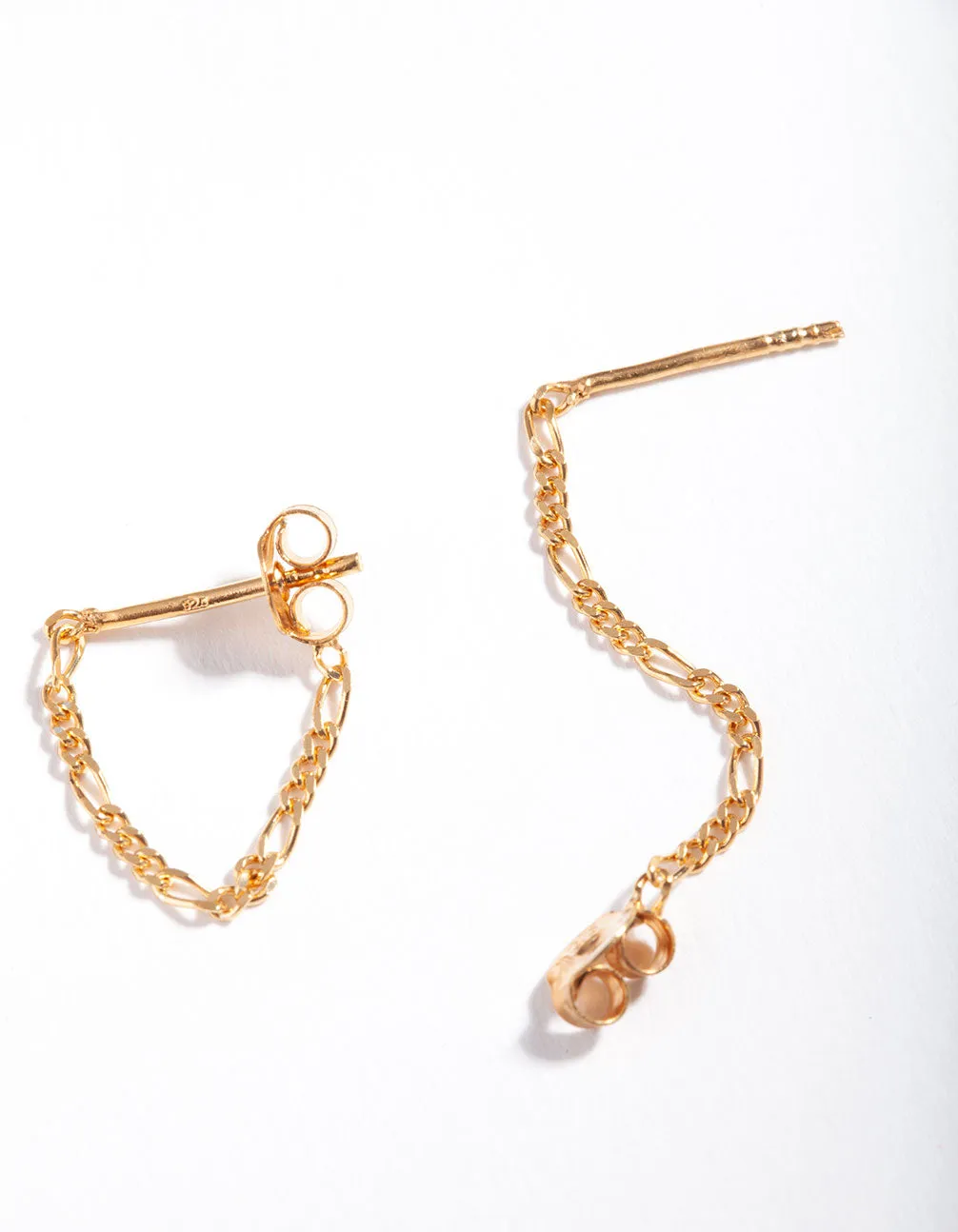 Gold Plated Sterling Silver Figaro Chain Earrings