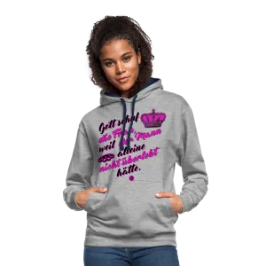 Gott schuf die Frau weil der Mann alleine... - Kontrast-Hoodie