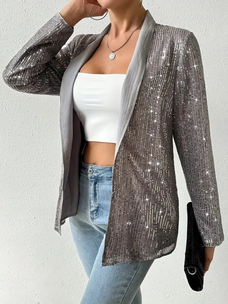 Grauer blazer mit glänzenden pailletten | Aerys