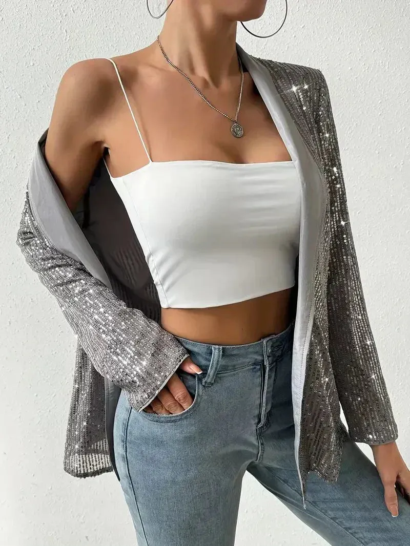 Grauer blazer mit glänzenden pailletten | Aerys
