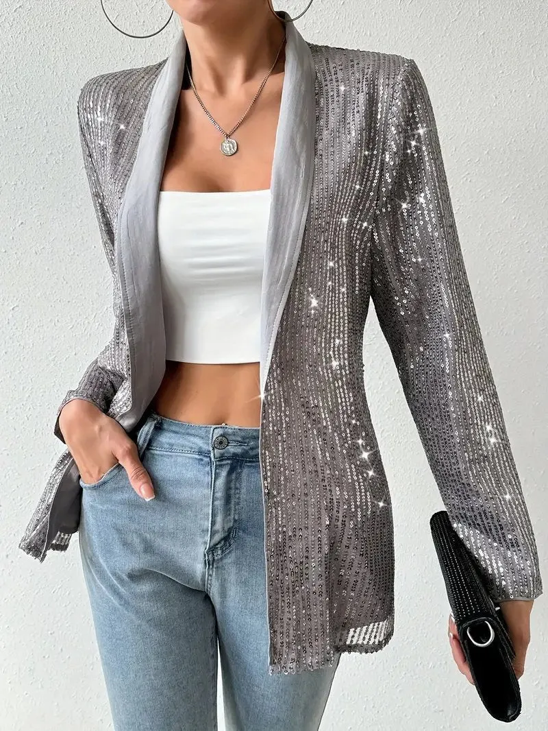 Grauer blazer mit glänzenden pailletten | Aerys