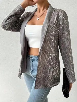 Grauer blazer mit glänzenden pailletten | Aerys