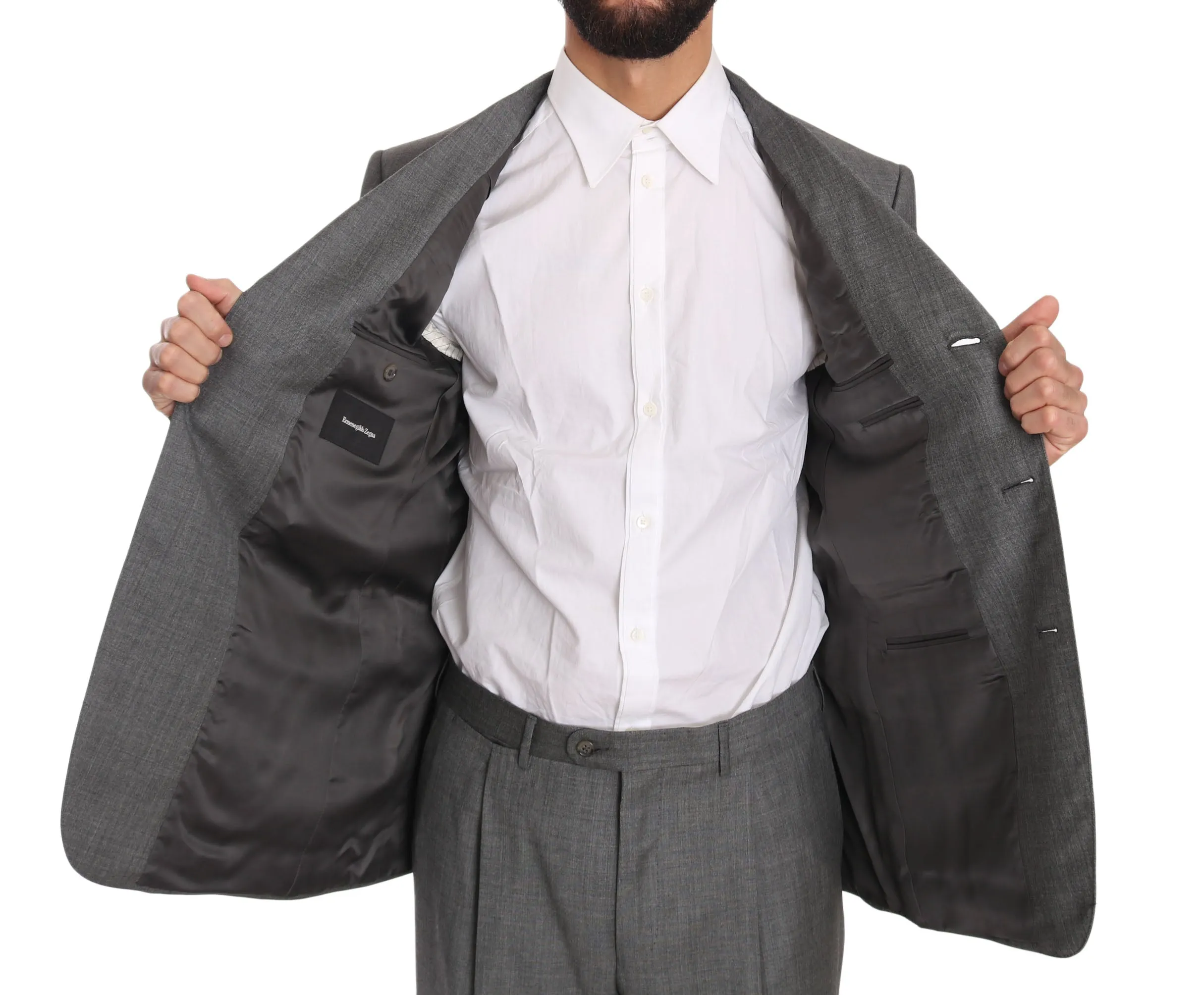 Gray two Piece 3 Button Wool suit