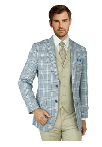 Gruppo Bravo - Light Blue Plaid 3 Piece Suit