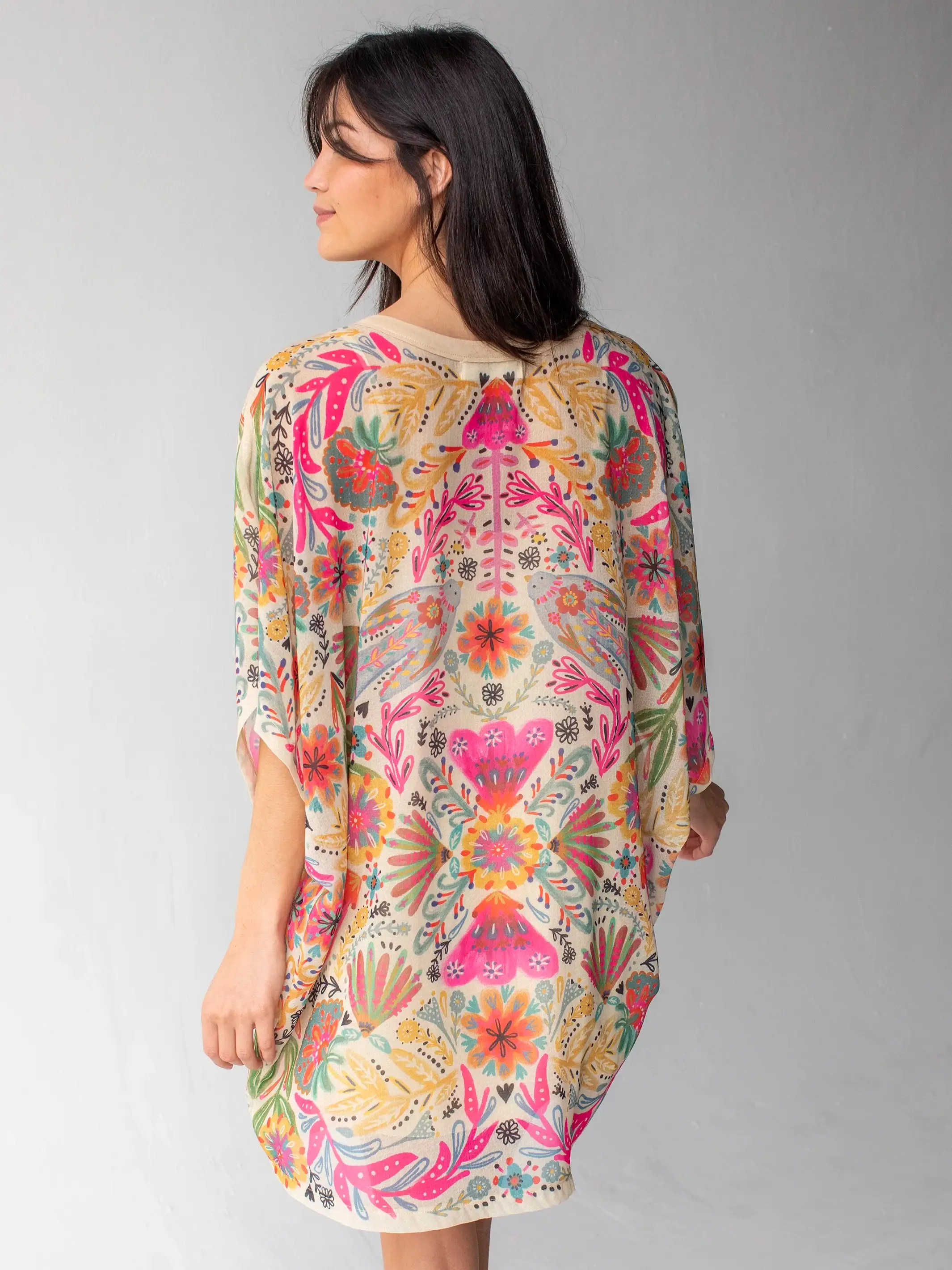 Happy Days Shift Dress - Light Sage Birds