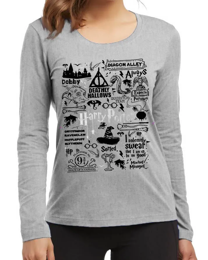 Harry Potter New Fashion Grey Excellent Quality High Graphic Full T-Shirt