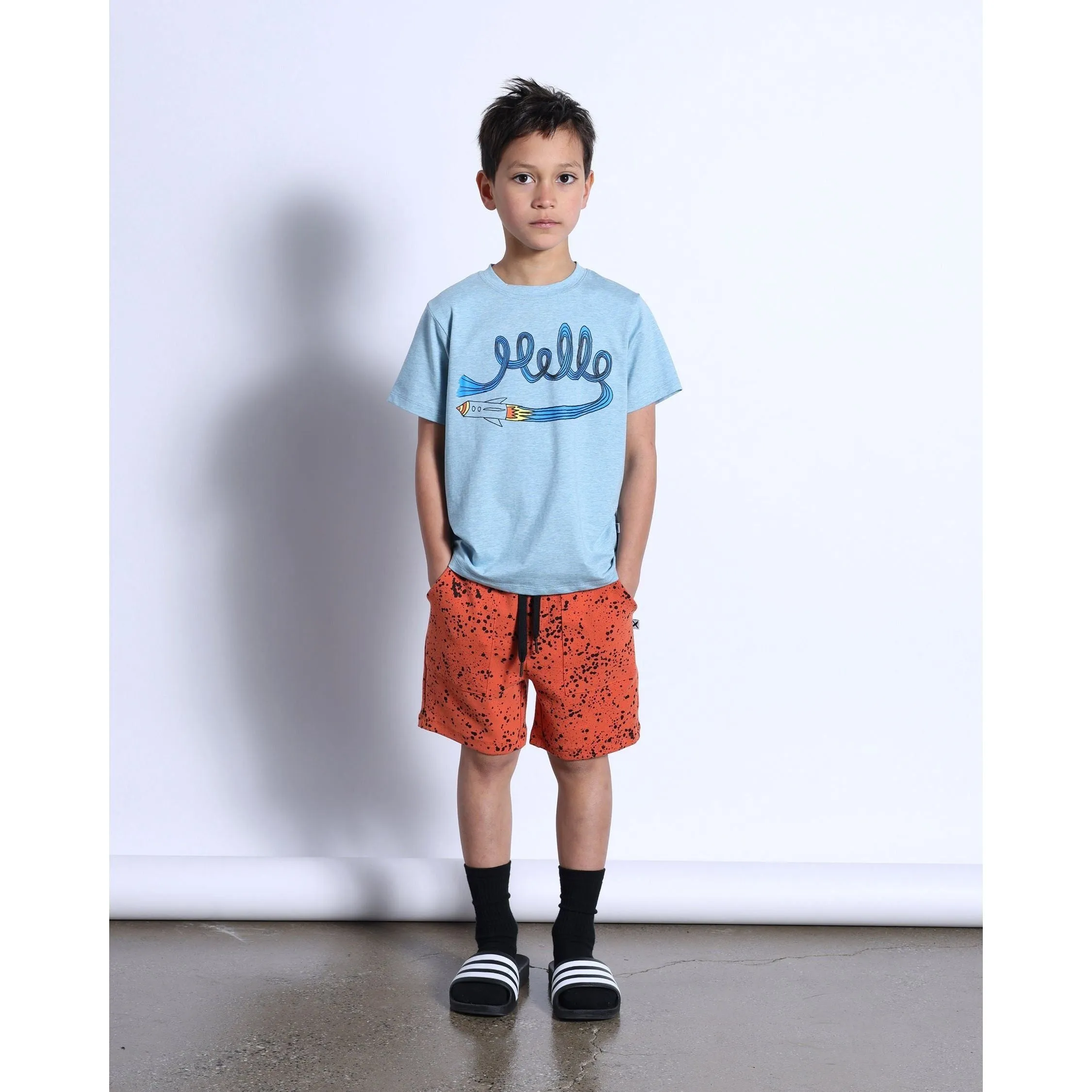 Hello Rocket Tee- Denim Marle