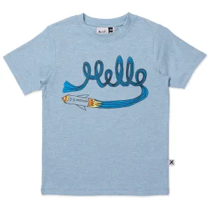 Hello Rocket Tee- Denim Marle