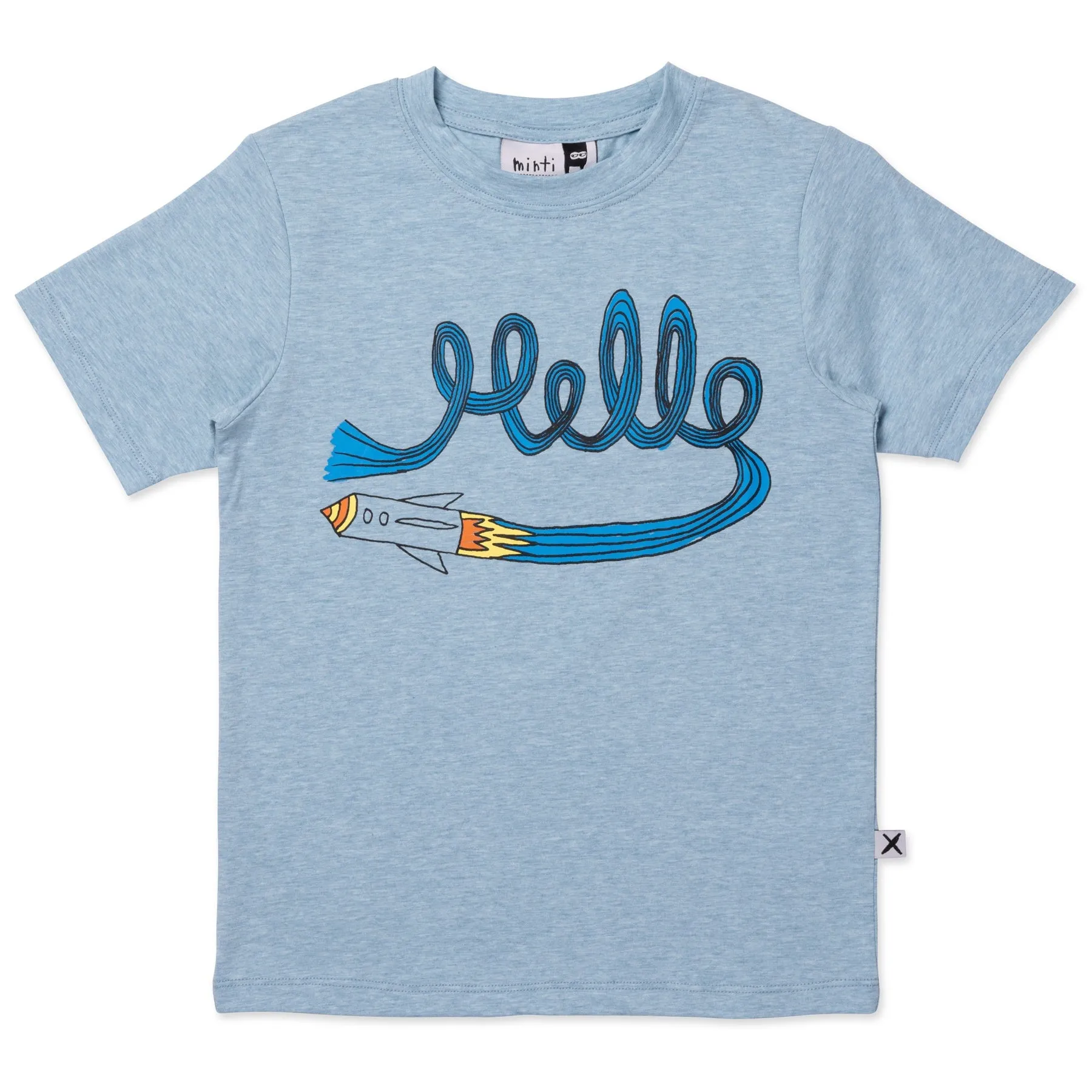 Hello Rocket Tee- Denim Marle