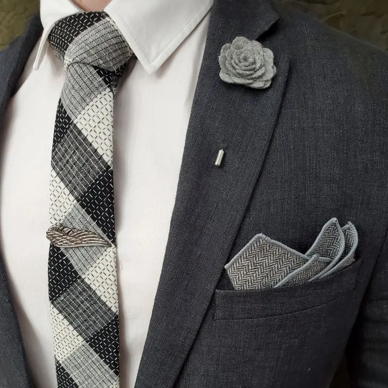 Herringbone Grey Pocket Square
