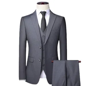 High Quality (Blazer  Waistcoat   Trousers) Men Simple Business Elegant Fashion Job Interview Gentleman Suit Slim 3-piece Suit