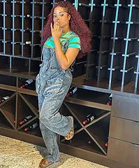 Hot Selling Loose Suspender Jeans AY3423