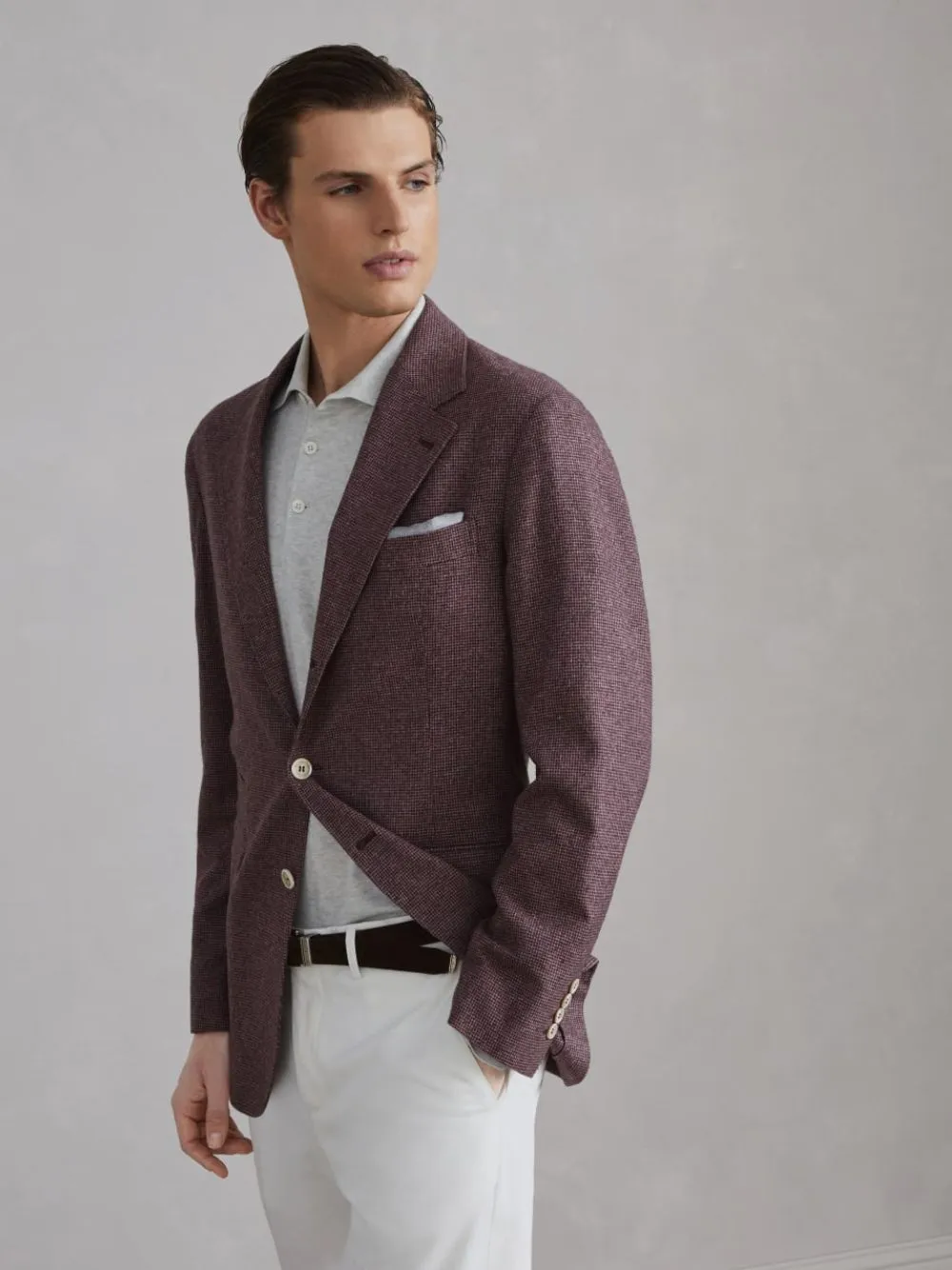 Houndstooth Purple Flecked Silk Blazer