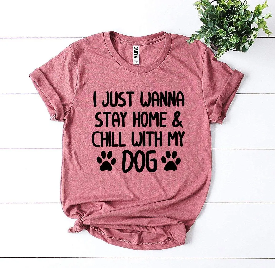 I Just Wanna Stay Home & Chill With My Dog Womens T-shirt