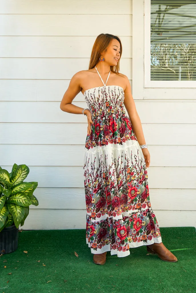 Ivory Bloom Tiered SunDress Maxi Dress