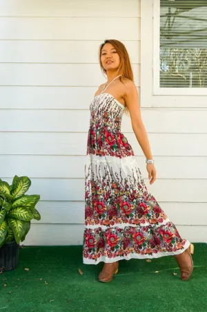 Ivory Bloom Tiered SunDress Maxi Dress
