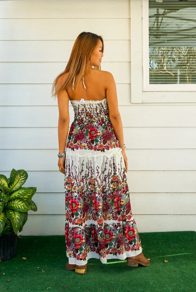 Ivory Bloom Tiered SunDress Maxi Dress