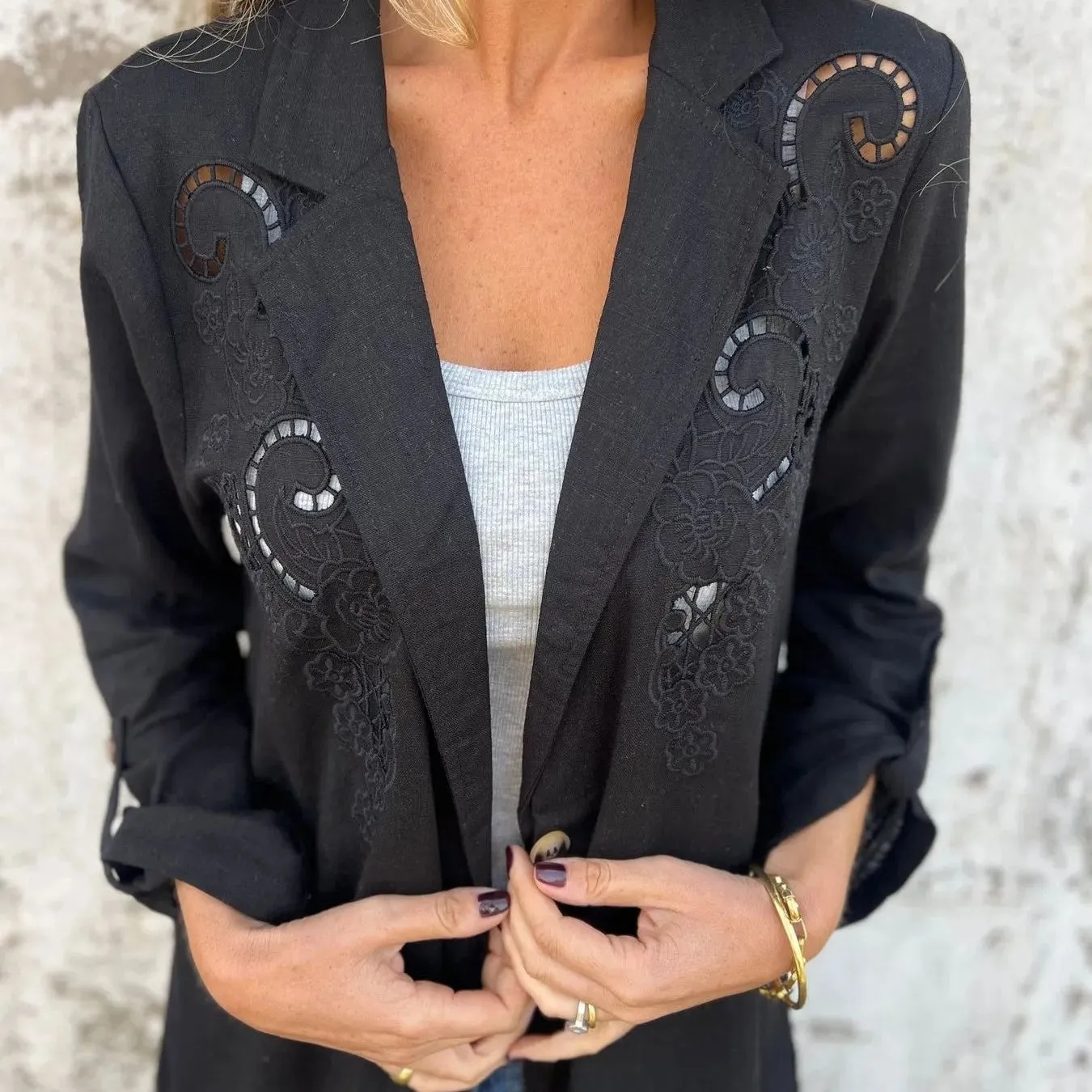 Jacquard Blazer with Notch Lapel