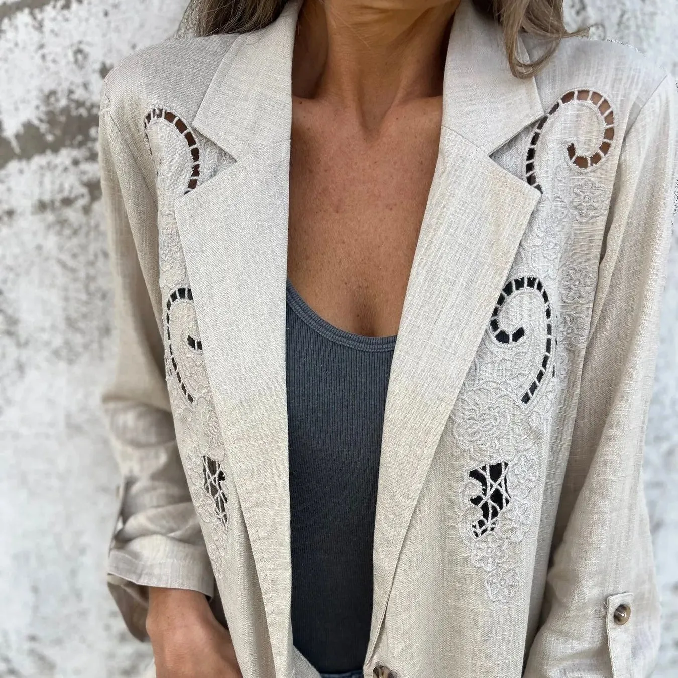 Jacquard Blazer with Notch Lapel