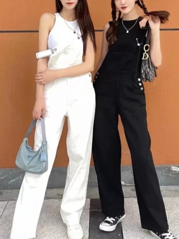 JazzHer Pockets Denim Jumpsuit Woman Autumn Spring Jeans Pant Casual American Overalls Streetwear Vintage Y2k Summer Cotton Trousers