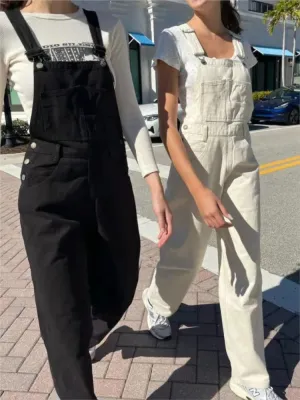 JazzHer Pockets Denim Jumpsuit Woman Autumn Spring Jeans Pant Casual American Overalls Streetwear Vintage Y2k Summer Cotton Trousers