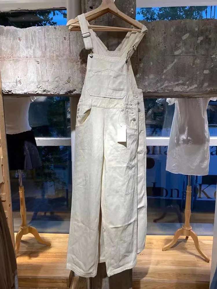 JazzHer Pockets Denim Jumpsuit Woman Autumn Spring Jeans Pant Casual American Overalls Streetwear Vintage Y2k Summer Cotton Trousers