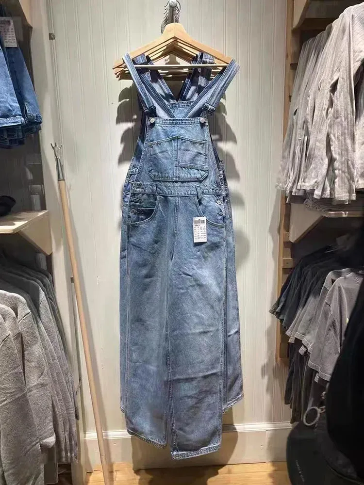 JazzHer Pockets Denim Jumpsuit Woman Autumn Spring Jeans Pant Casual American Overalls Streetwear Vintage Y2k Summer Cotton Trousers